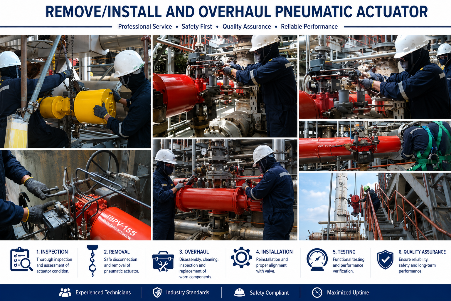 Remove install and overhaul pneumatic actuator service