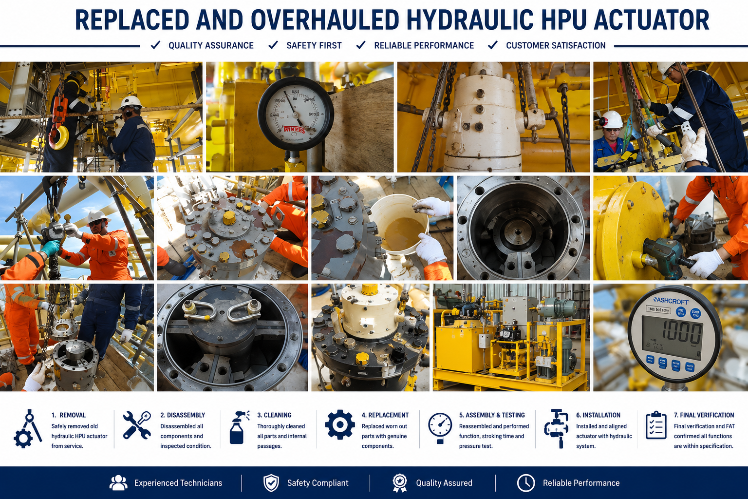 Replaced and overhauled hydraulic HPU actuator